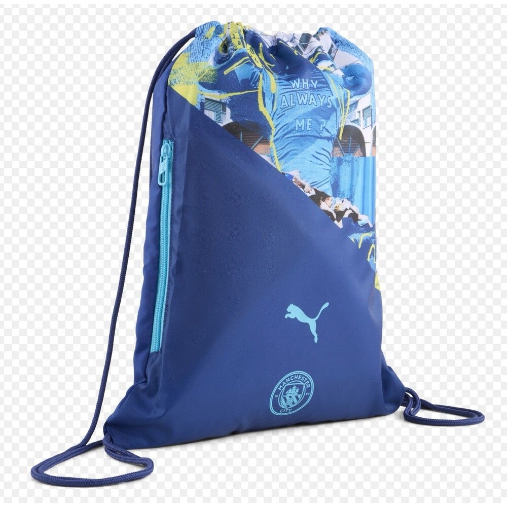 NWT Puma MANCHESTER CITY FtblNgy Drawstring Gym Sack Football Sports Bag.....